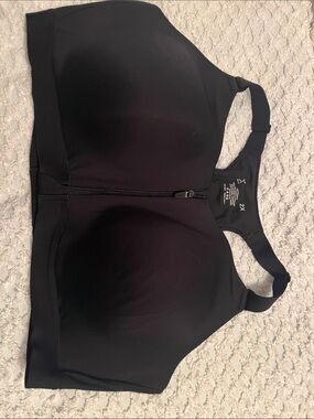 Xersion Black Front-Zip Sports Bra